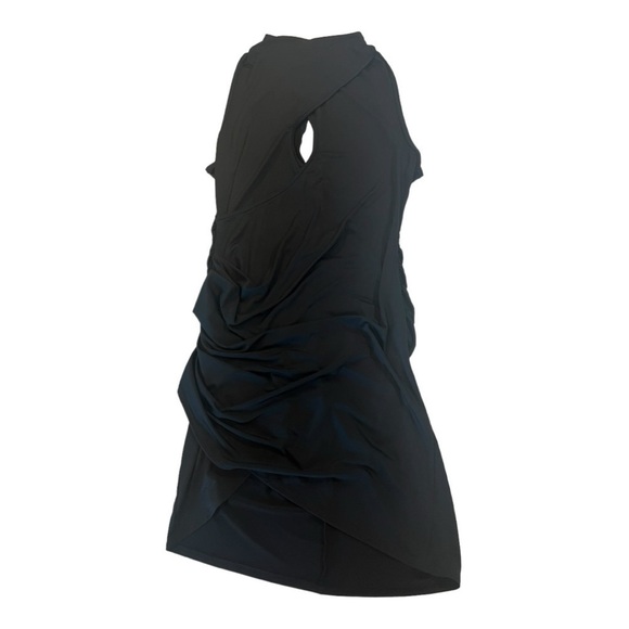 Krisa X Revolve Solid Black Faux Wrap Back Ruched Cutout Bodycon Dress XS NEW - Picture 1 of 14